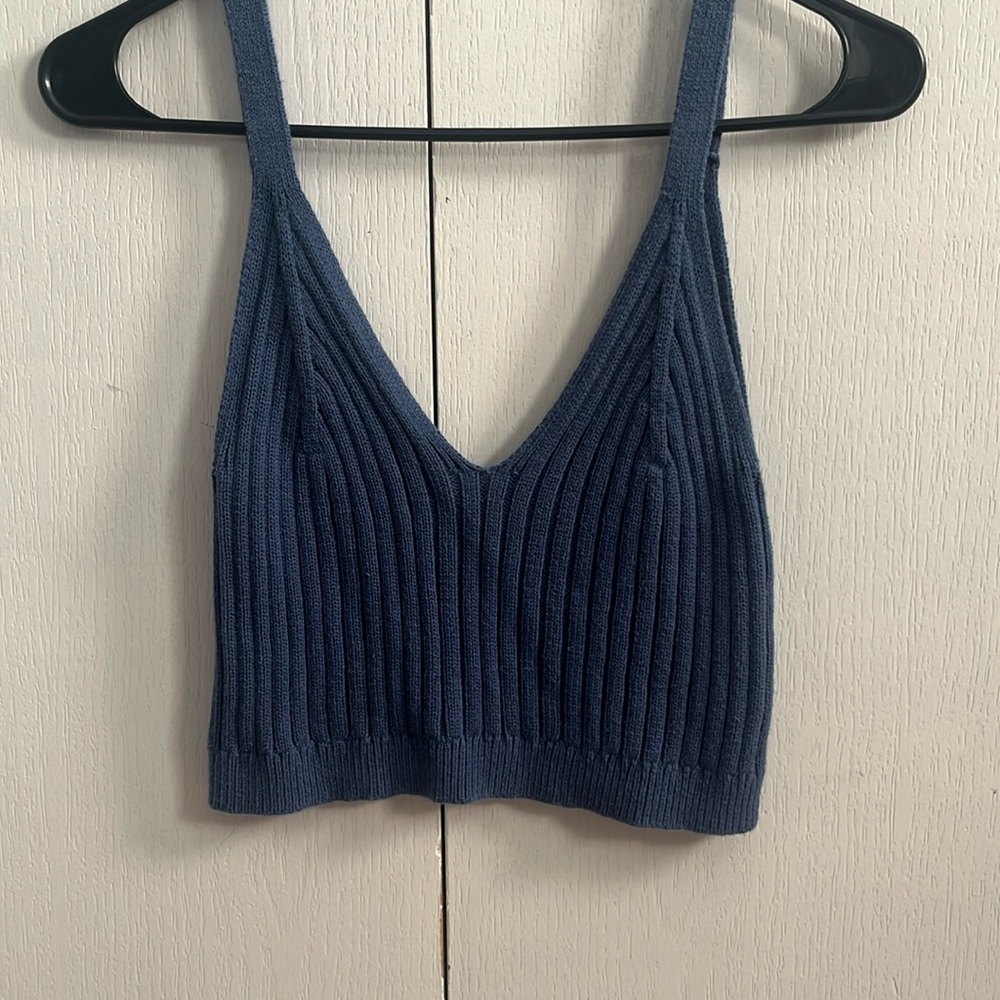 Blue Knit Tank Top